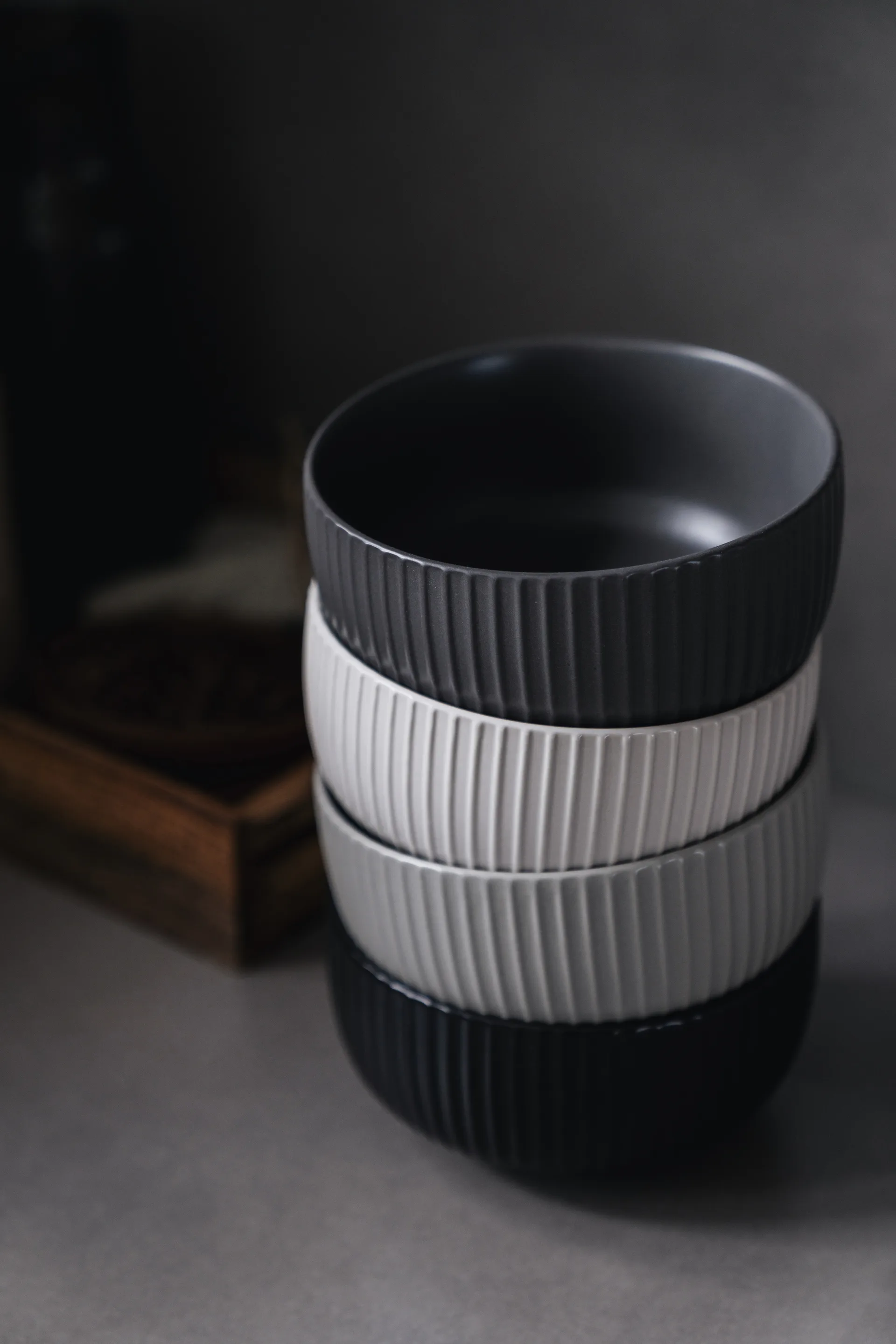 Duga flinga Schale 70 cl 4er Pack, Weiß, sandgrau, antracit, schwarz Vargen & Thor