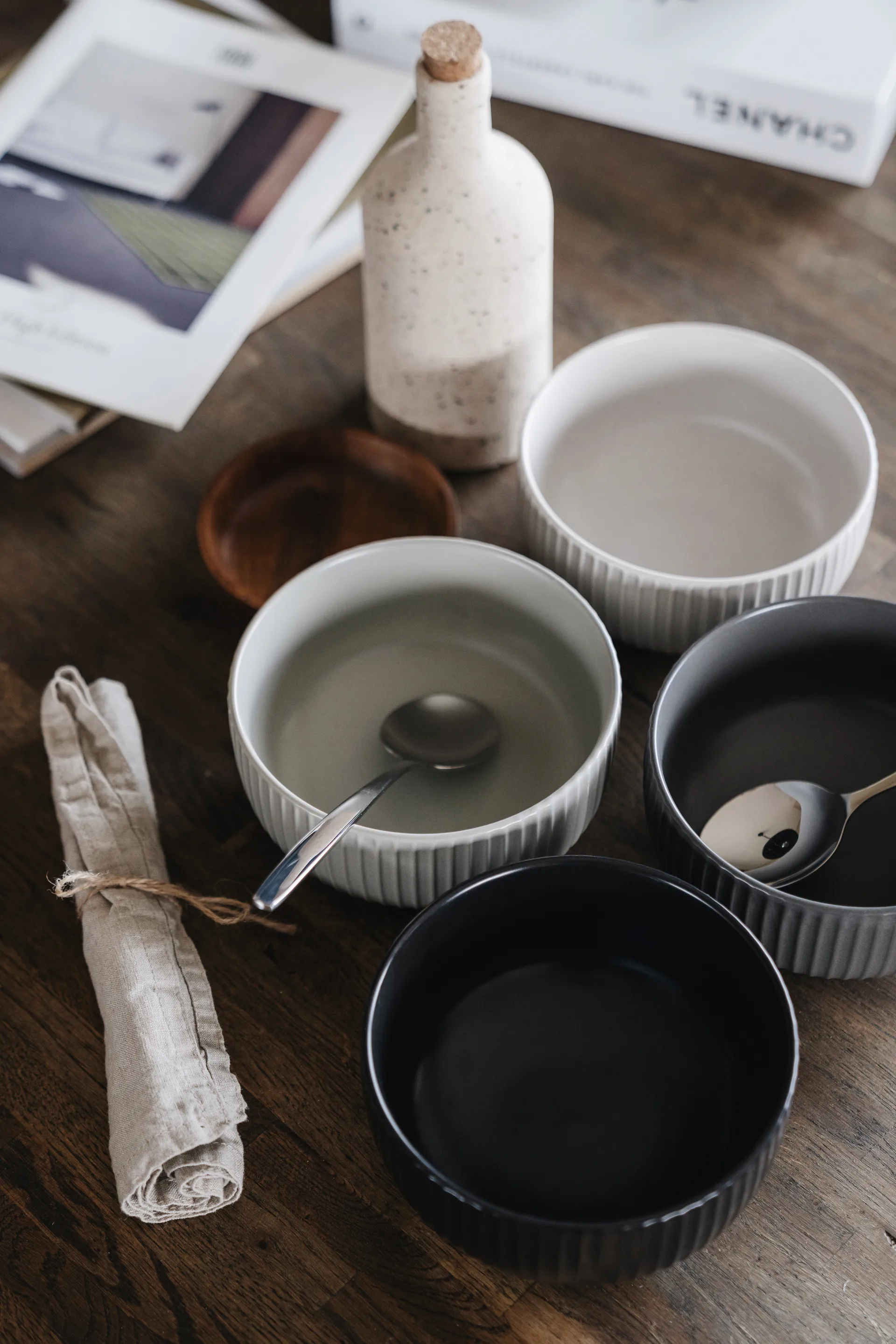 Duga flinga Schale 70 cl 4er Pack, Weiß, sandgrau, antracit, schwarz Vargen & Thor