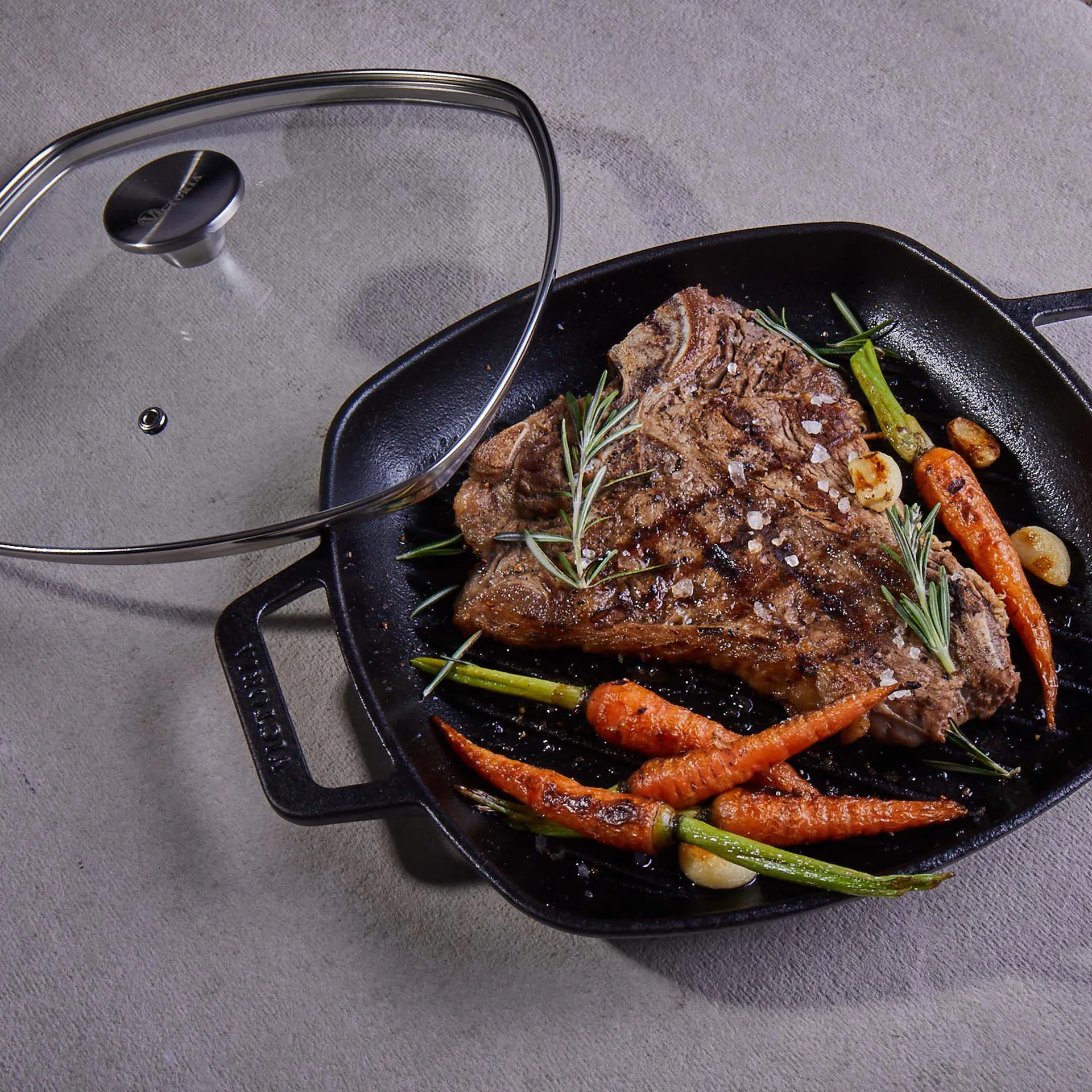 Glasdeckel mit Knopf, 25x25 cm Victoria