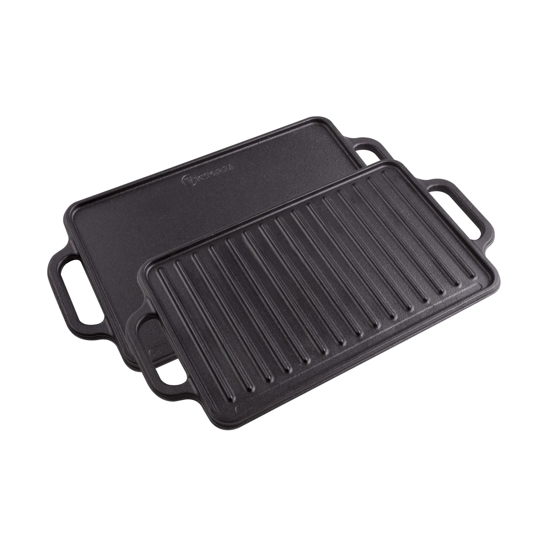 Grillteller Gusseisen wendbar 21x33 cm, Schwarz Victoria