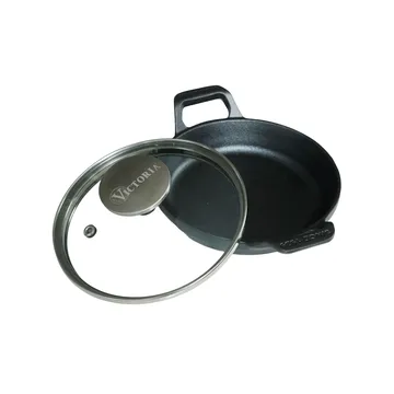 Mini runder Gusseisentopf mit Glasdeckel, vorgewürzt - Ø14 cm - Victoria