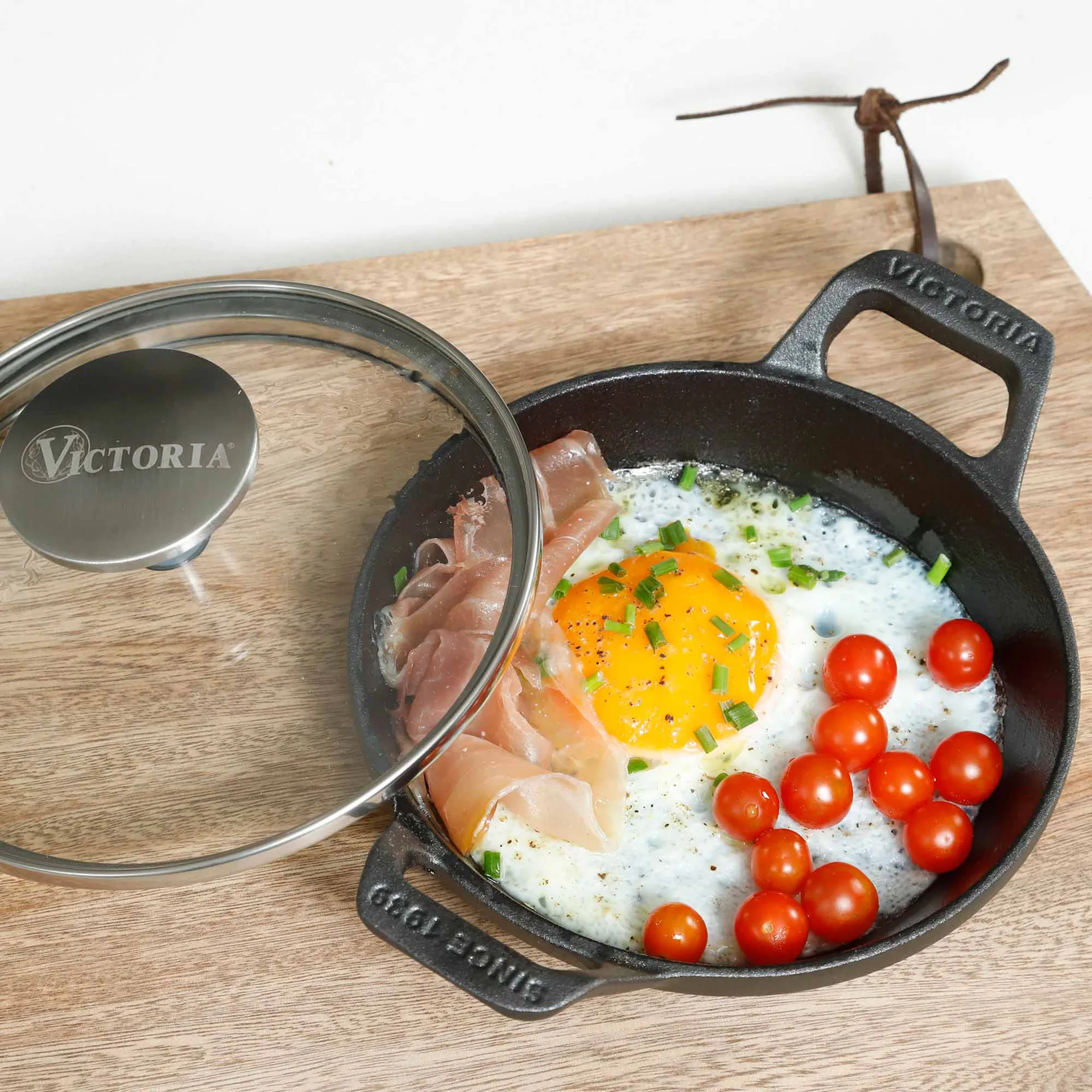 Mini runder Schmortopf mit Glasdeckel, Gusseisen enameled, Ø14 cm Victoria