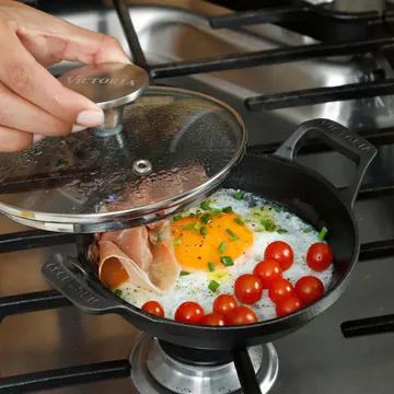 Mini runder Schmortopf mit Glasdeckel, Gusseisen enameled - Ø14 cm - Victoria