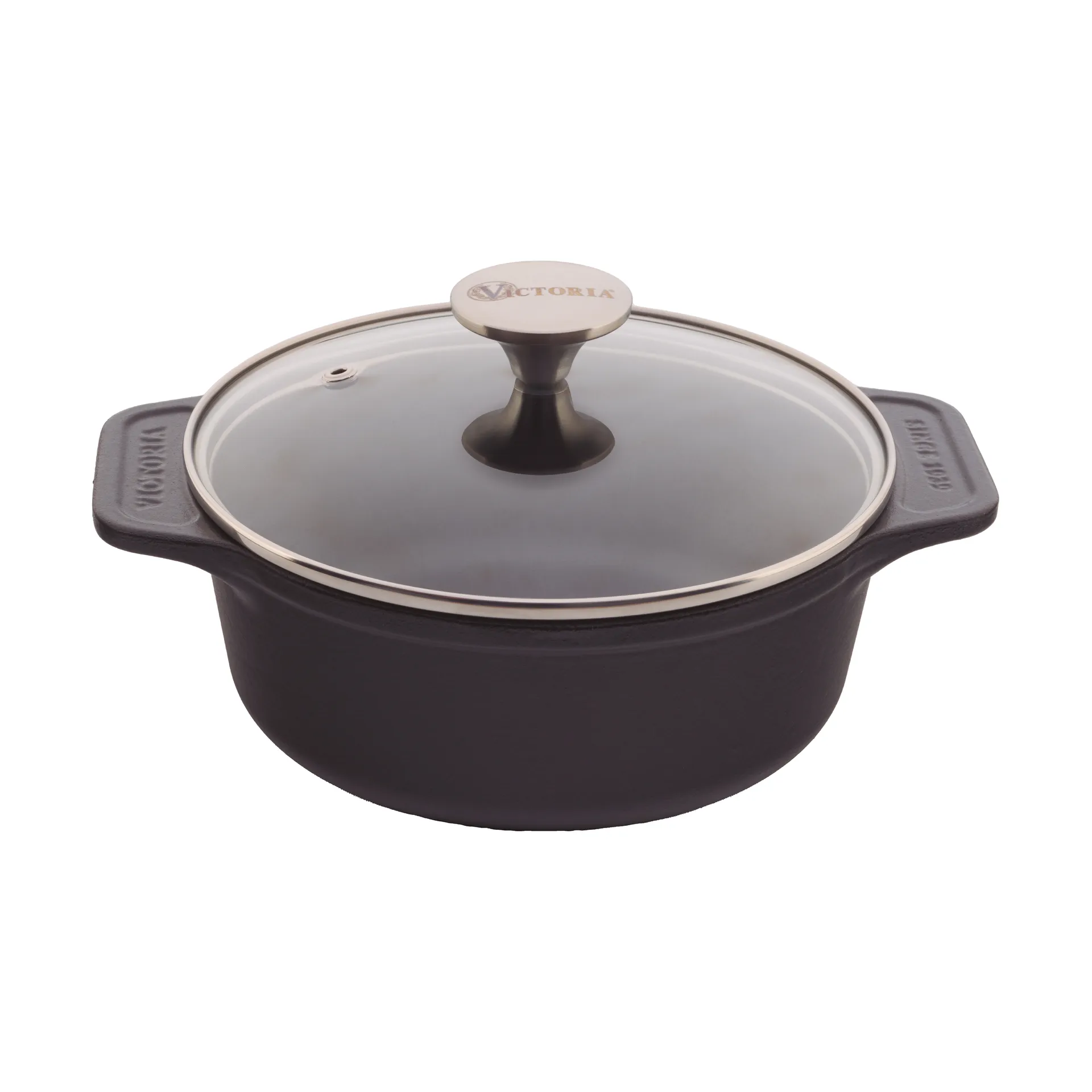 Victoria Gusseisen-Bräter Glasdeckel vorbehandelt, 1,9 l Victoria