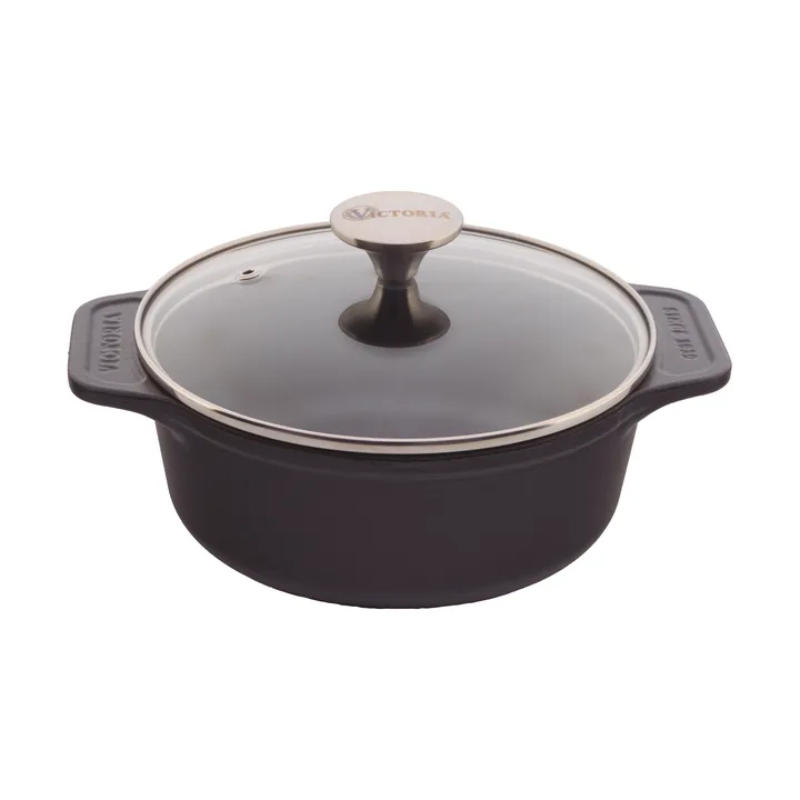 Victoria Gusseisen-Bräter mit Glasdeckel, emailliert - 1,9 l - Victoria