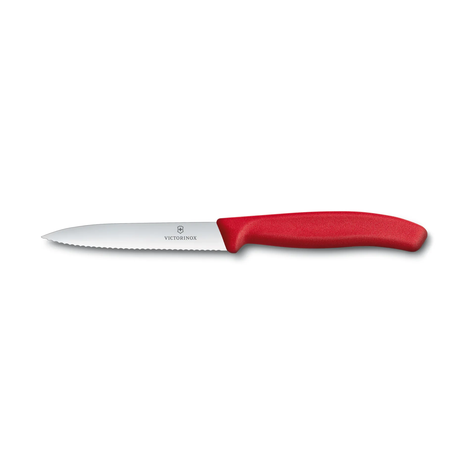 Victorinox Gemüse- & Schälmesser mit Wellenschliff 10 cm, Rot Victorinox
