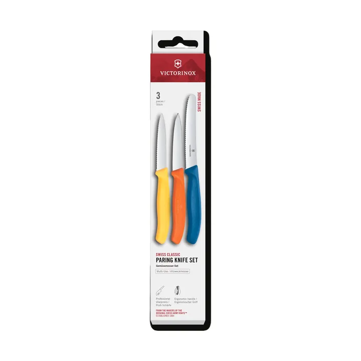 Victorinox Swiss Classic Schälmesserset 3-teilig - Gelb-Orange-Blau - Victorinox