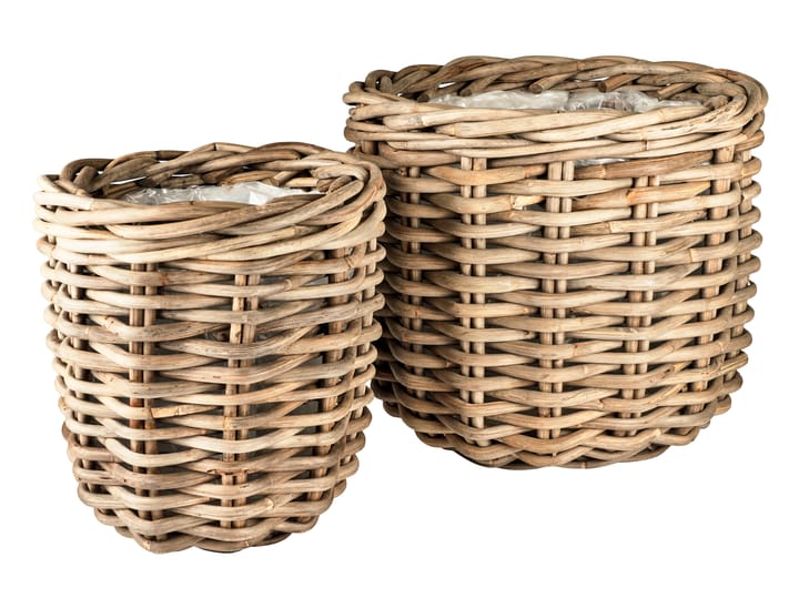 Breite Pflanzbehälter Korb 2er-Pack - Naturrattan - Villa Collection