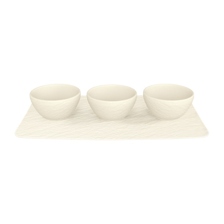 Manufacture Rock Dippschale 3 st mit Tablett, Blanc Villeroy & Boch