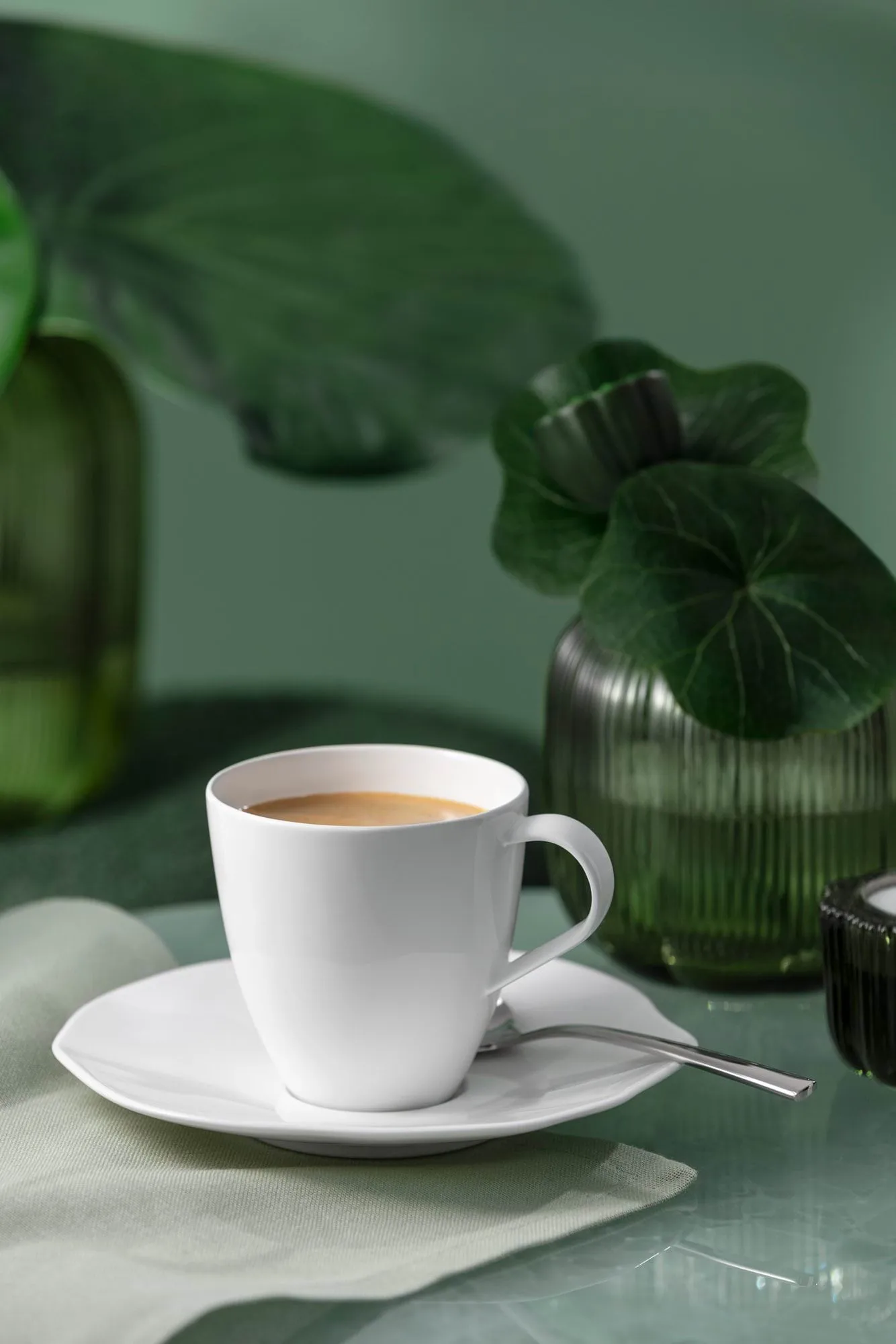 Pura Tasse mit Untertasse, Weiß, 2-teilig Villeroy & Boch