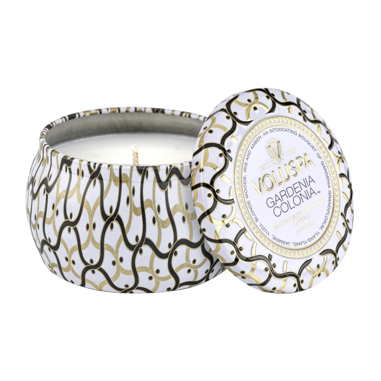 Maison Blanc Mini Tin Duftkerze 25 Stunden, Gardenia Colonia Voluspa