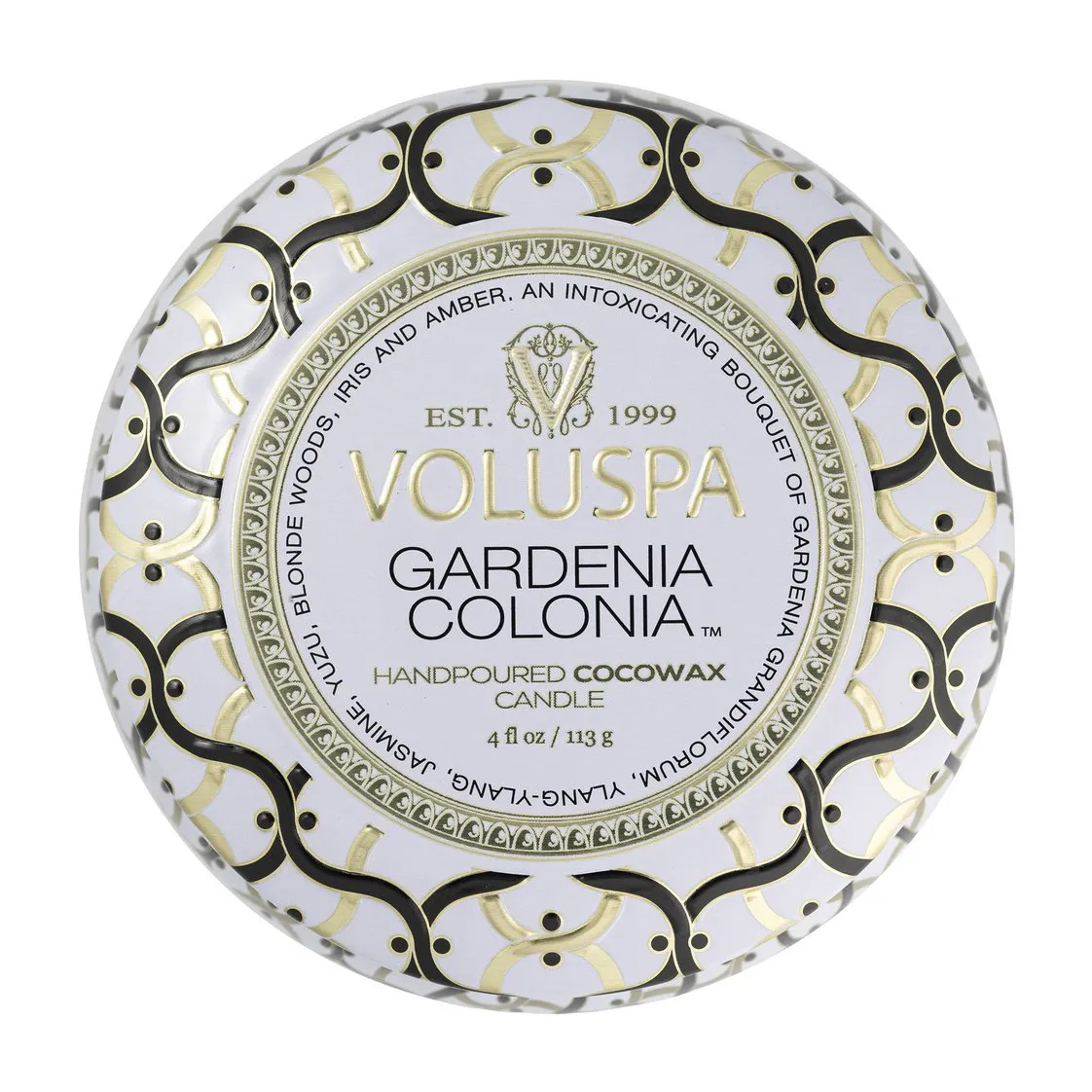 Maison Blanc Mini Tin Duftkerze 25 Stunden, Gardenia Colonia Voluspa