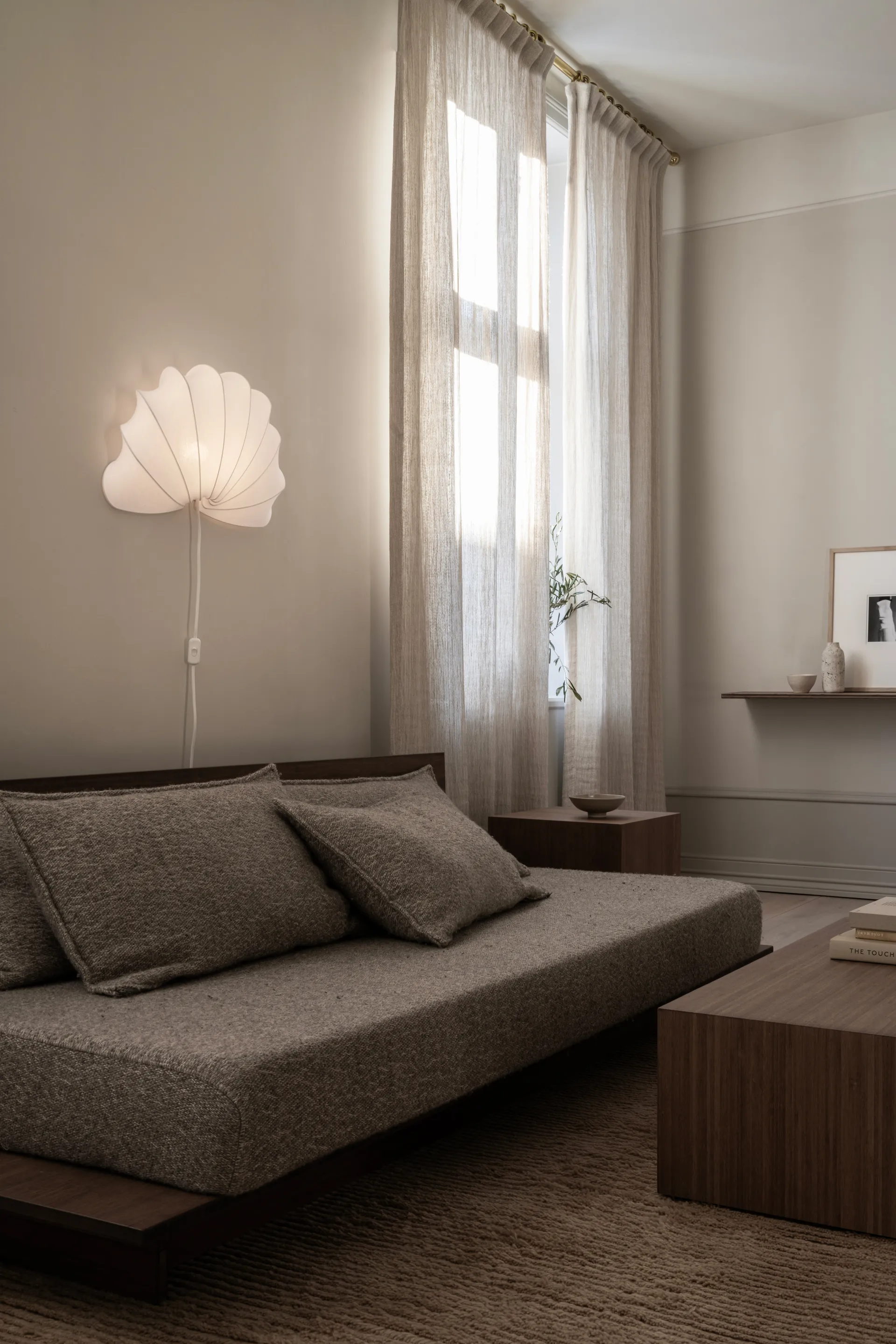 Anna Wandleuchte L 54 cm, White cotton Watt & Veke