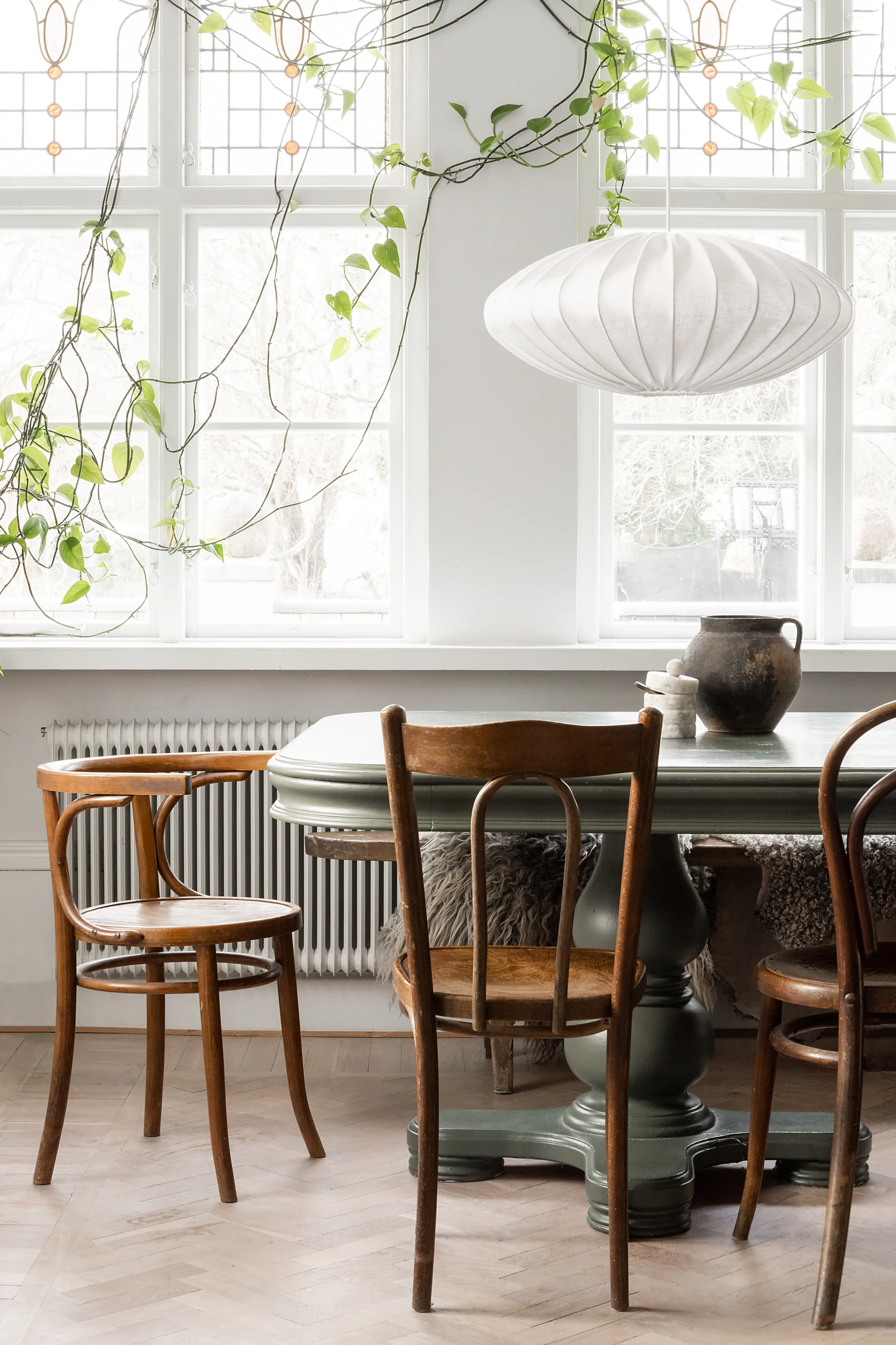 Ellipse Lampenschirm 65cm Leinen, Weiß Watt & Veke