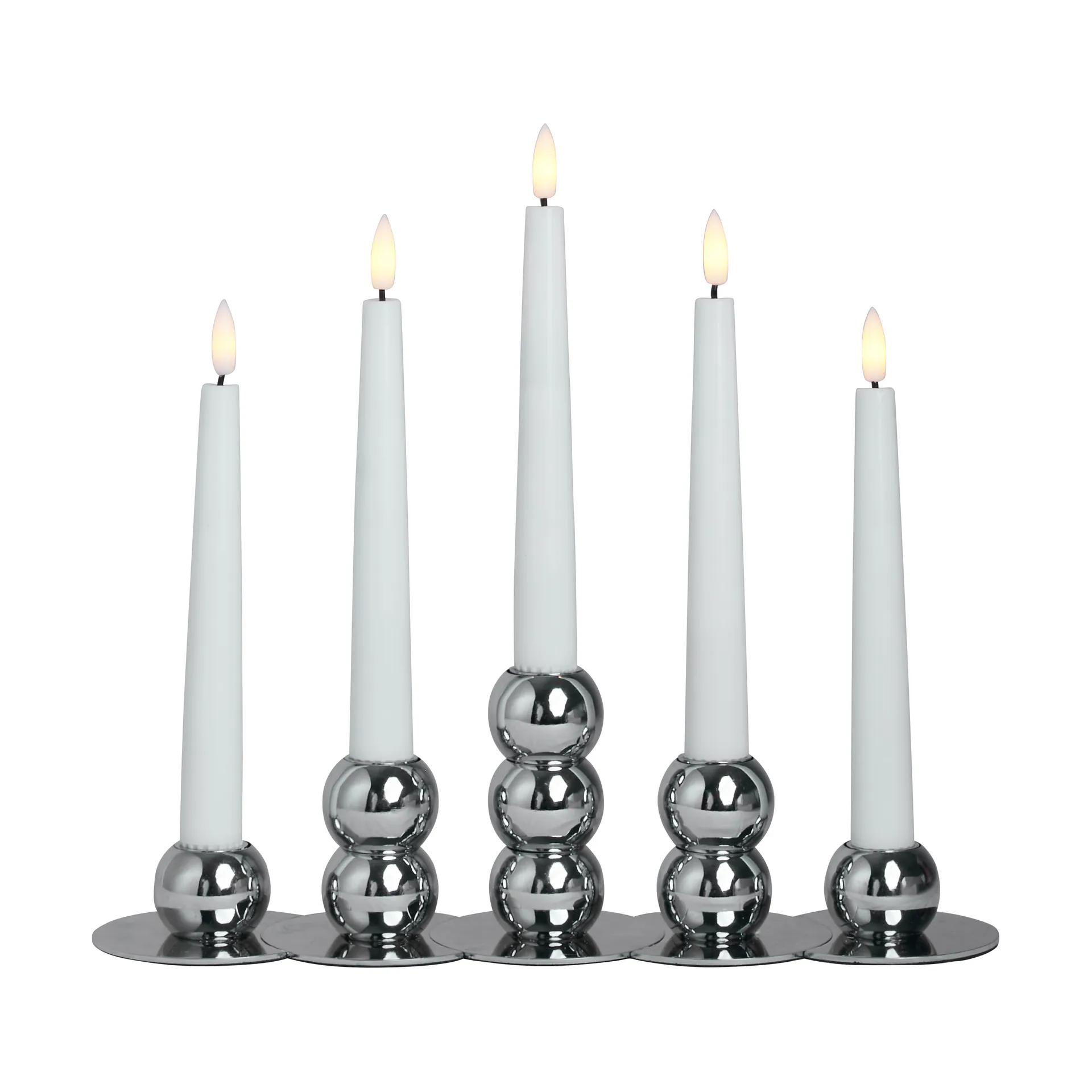 Lykke kombinerbarer Kerzenhalter inkl. 5 st LED-Lichtquellen, Chrome Watt & Veke