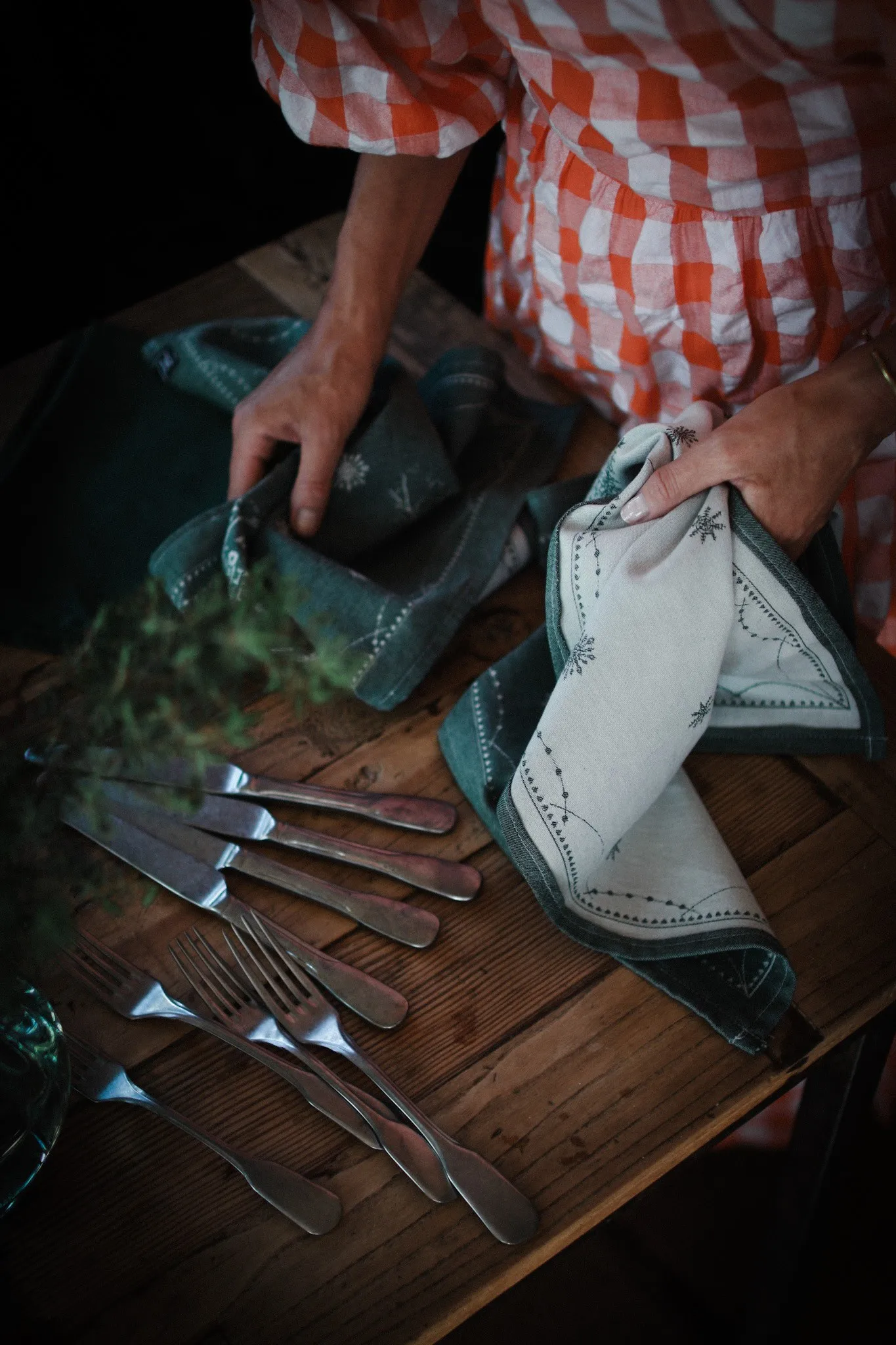 Weihnachtsmorgen Geschirrhandtuch 50x70 cm, Weiß-grün Wik & Walsøe