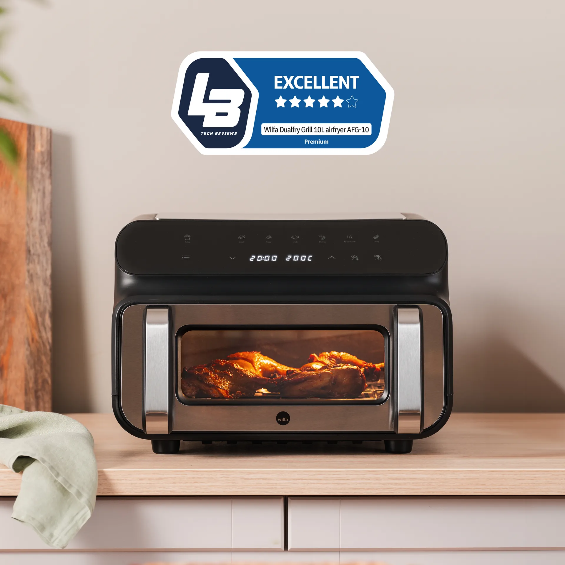 AFG-10 Dualfry Grill Airfryer 10 L, Schwarz Wilfa