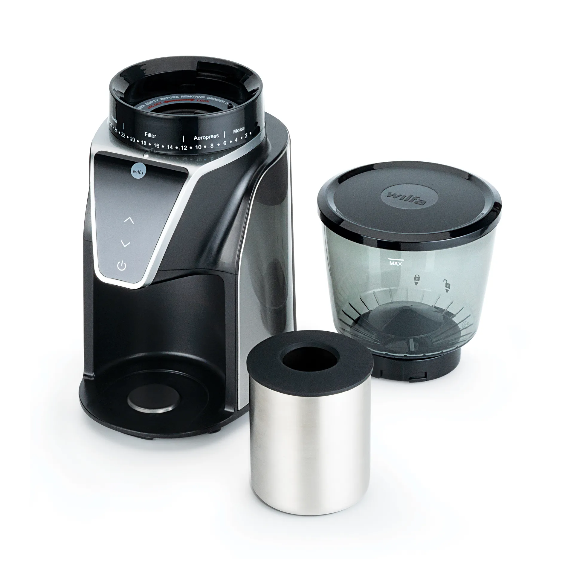 CG1S-275 Kaffeemühle mit digitalem Timer, Schwarz Wilfa