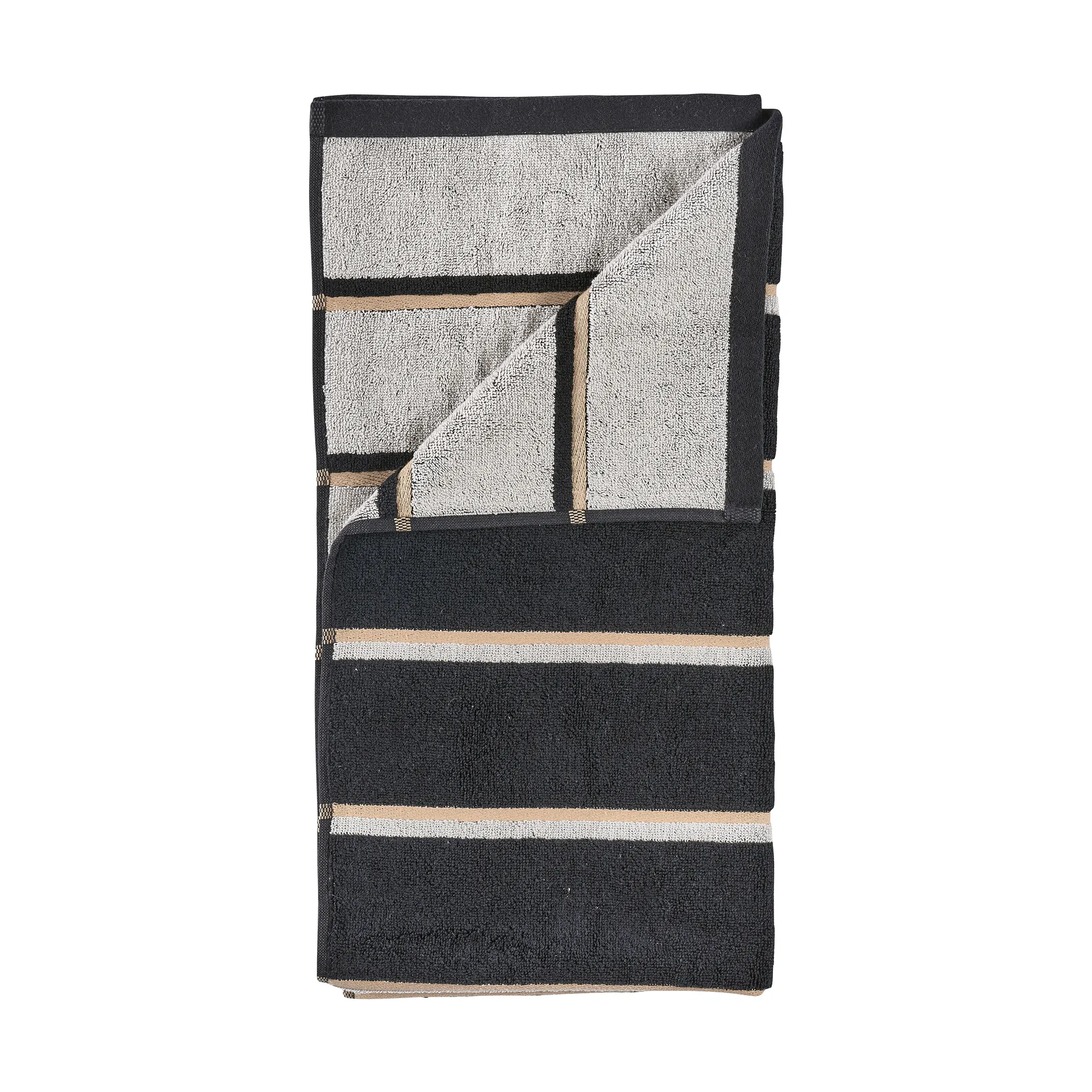 Sauna Handtuch, Black-soft grey-camel, 70x140 cm Zone Denmark