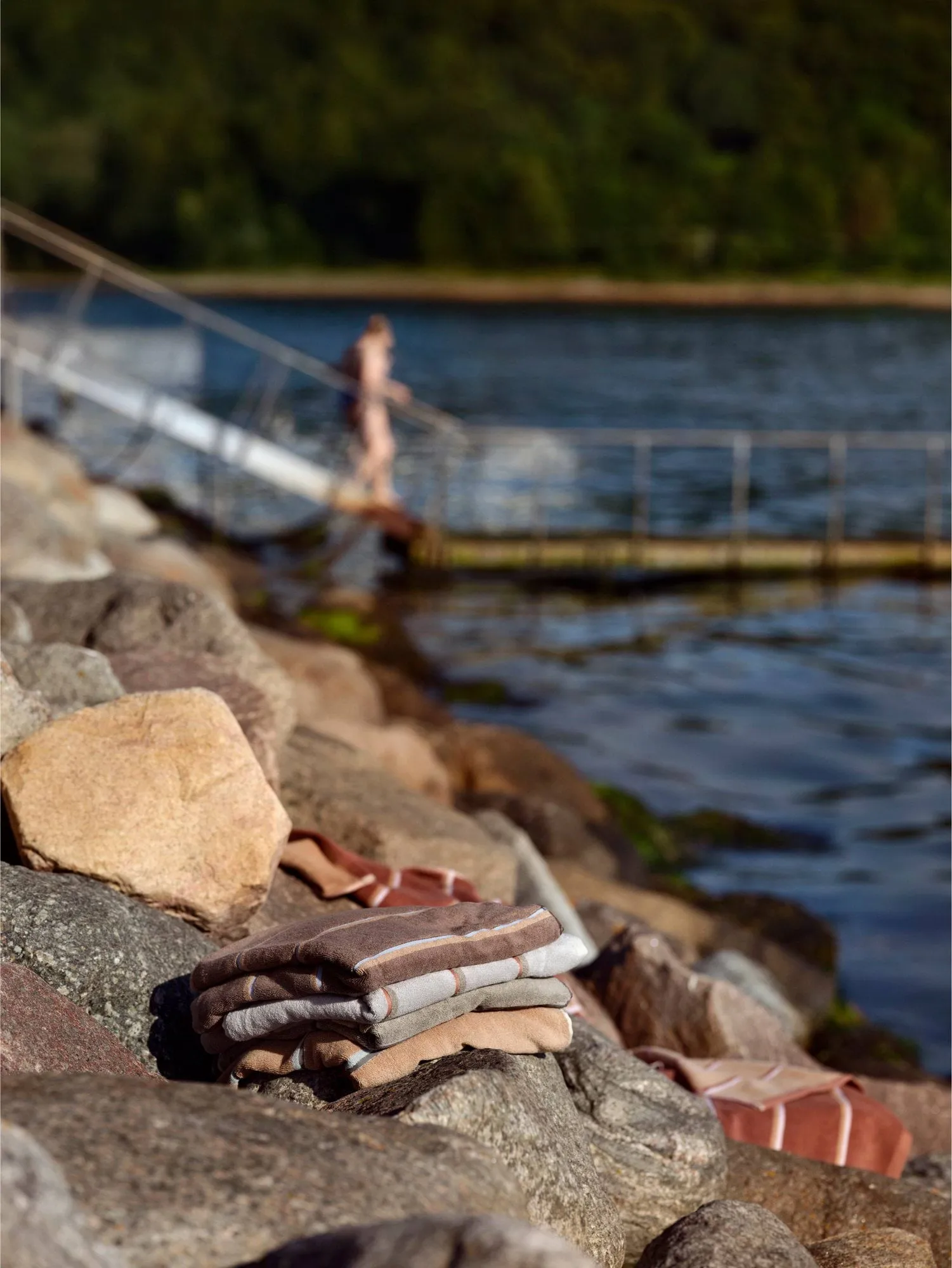 Sauna Handtuch, Taupe-camel-sky blue, 70x140 cm Zone Denmark