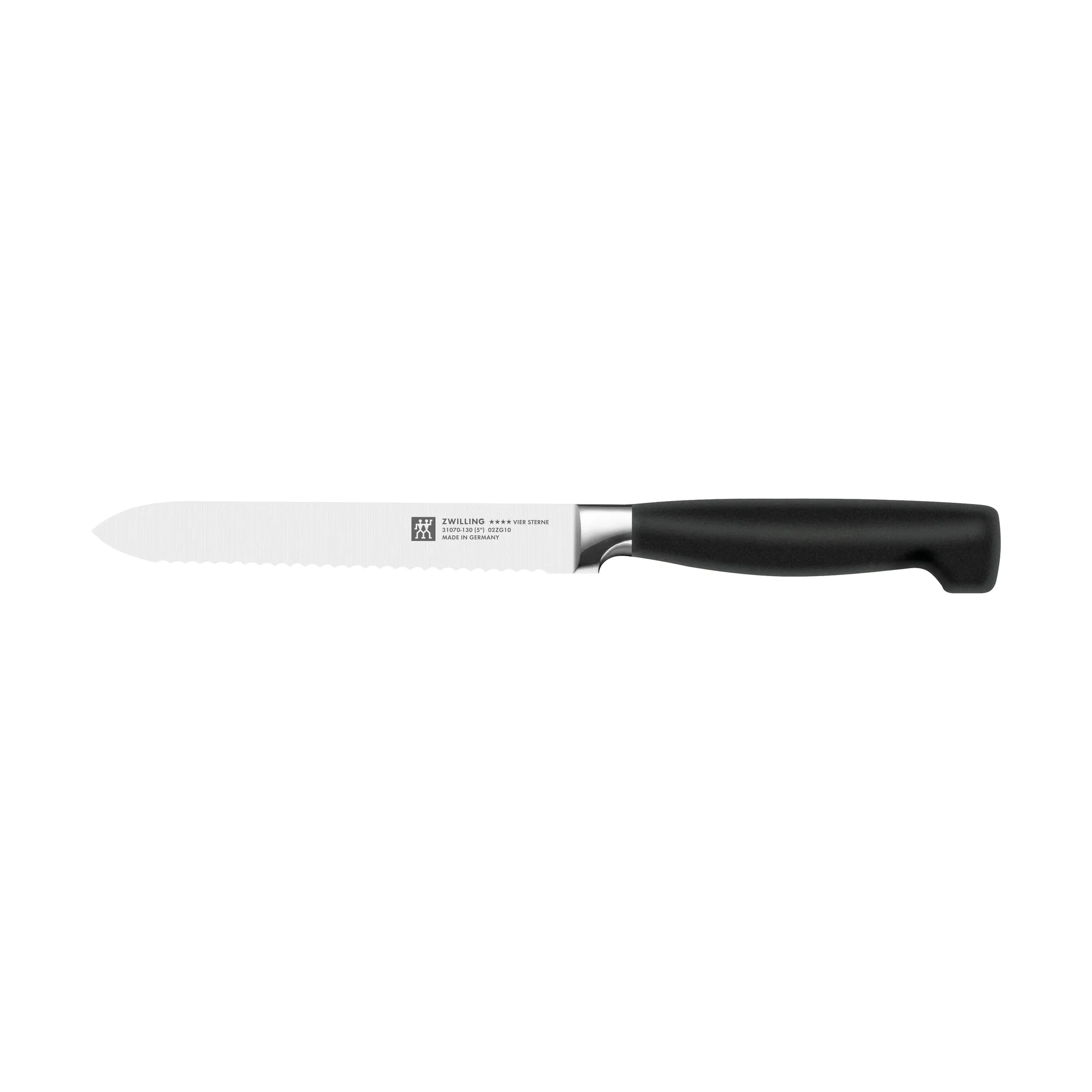 Zwilling Four Star  gezacktes Allzweckmesser 13 cm, Schwarz-Edelstahl Zwilling