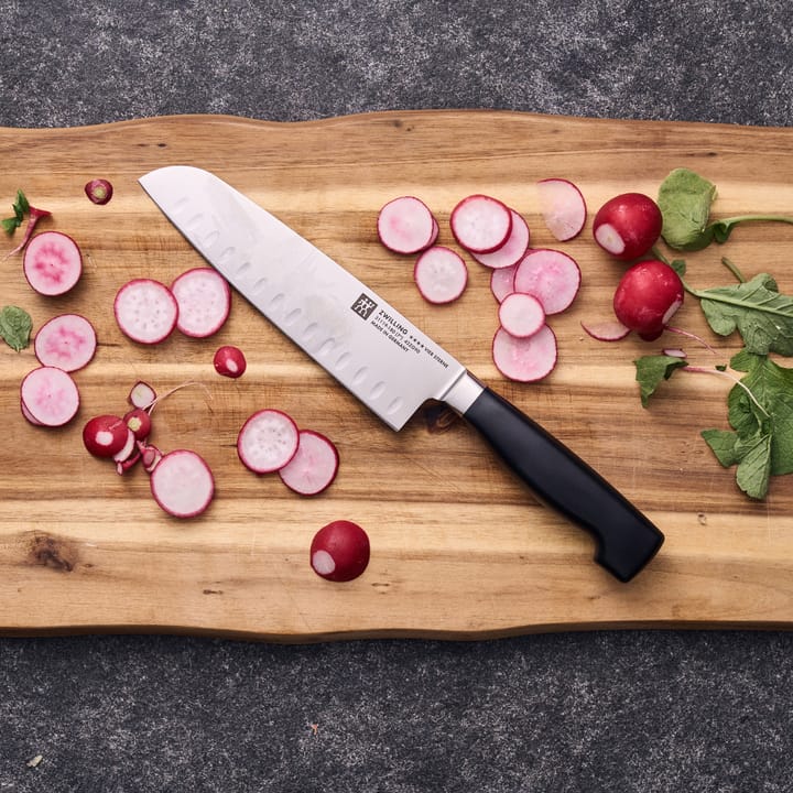 Zwilling Four star Santokumesser 18 cm, Schwarz-Edelstahl Zwilling