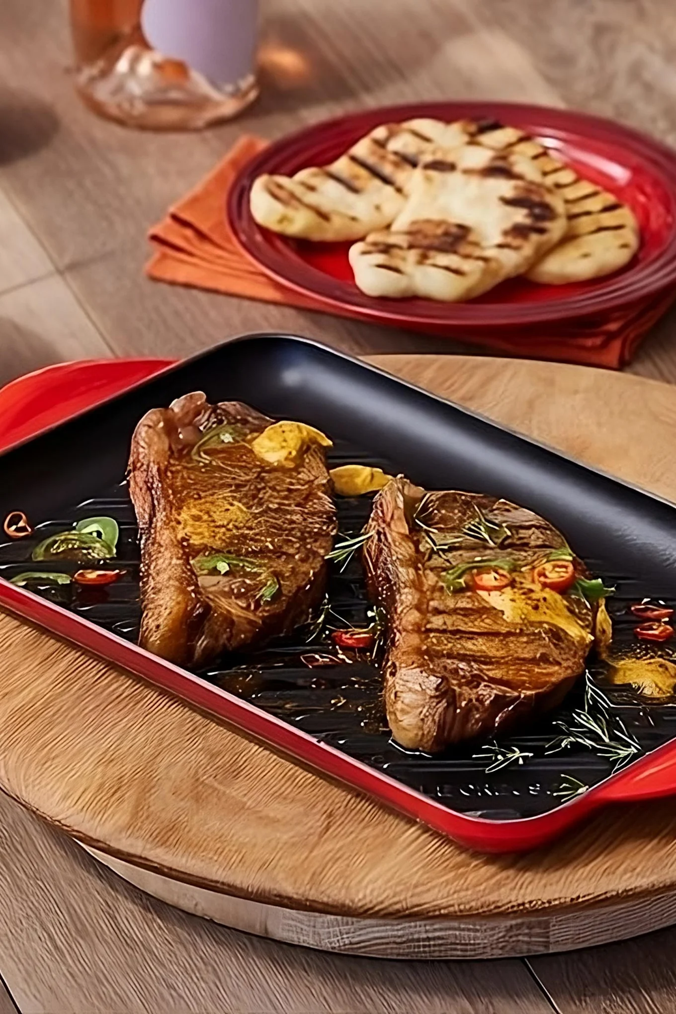 Die Grillplatte von Le Creuset eignet sich hervorragend zum Steakbraten und kann entweder direkt auf dem Grill, im Ofen oder auf dem Herd platziert werden.